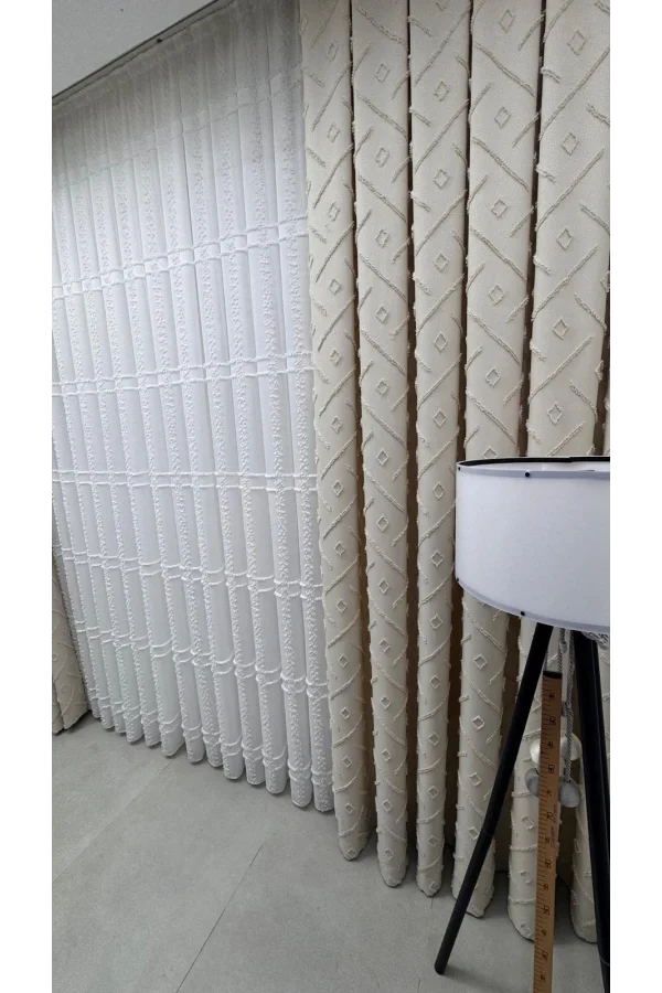NİVEMESHOME  KONAK 1-0028 EKRU  1/3 PİLELİ TÜL PERDE
