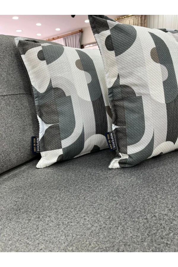 NIVEMESHOME GEOMETRISCHE ANTHRAZIT-GRÜN gemusterten 45x45 KISSENBEZUG