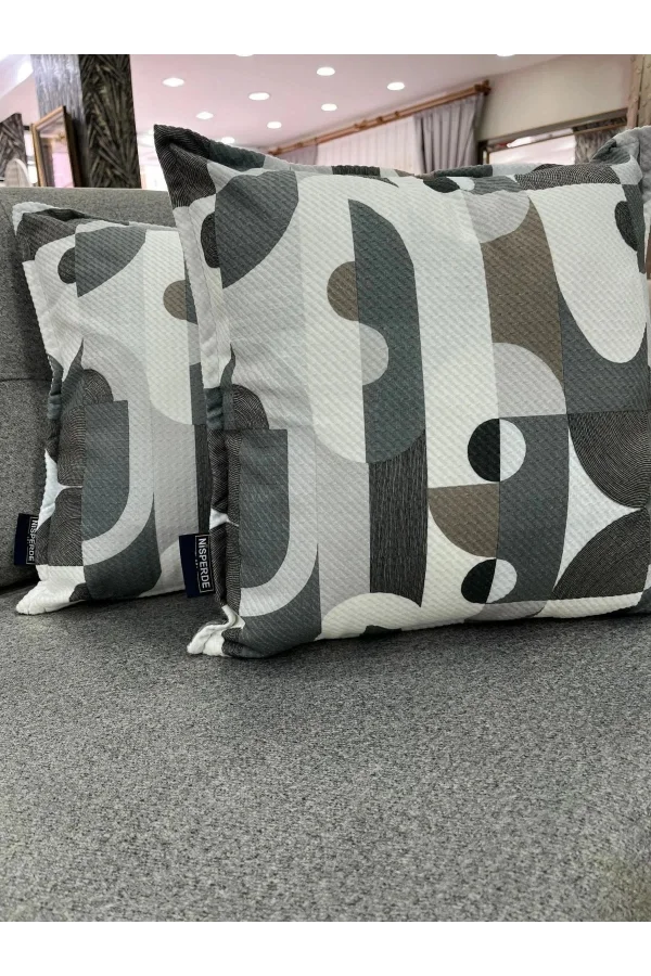 NIVEMESHOME GEOMETRISCHE ANTHRAZIT-GRÜN gemusterten 45x45 KISSENBEZUG