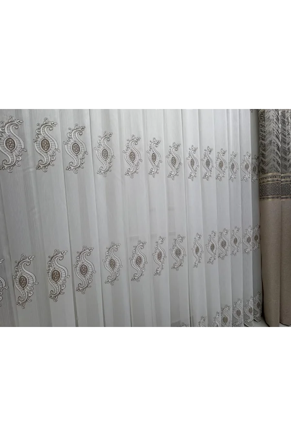 NIVEMESHOME ROYAL 4380 VISIÓN 1/2,5 CORTINA DE TUL DE BAMBÚ CON FORRO