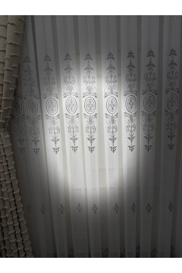 NİVEMESHOME NİSA 555 GÜMÜŞ 1/3 PİLELİ TÜL PERDE APM