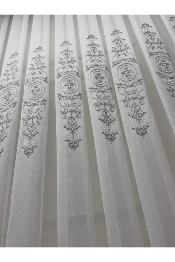 NİVEMESHOME NİSA 555 GÜMÜŞ 1/3 PİLELİ TÜL PERDE APM