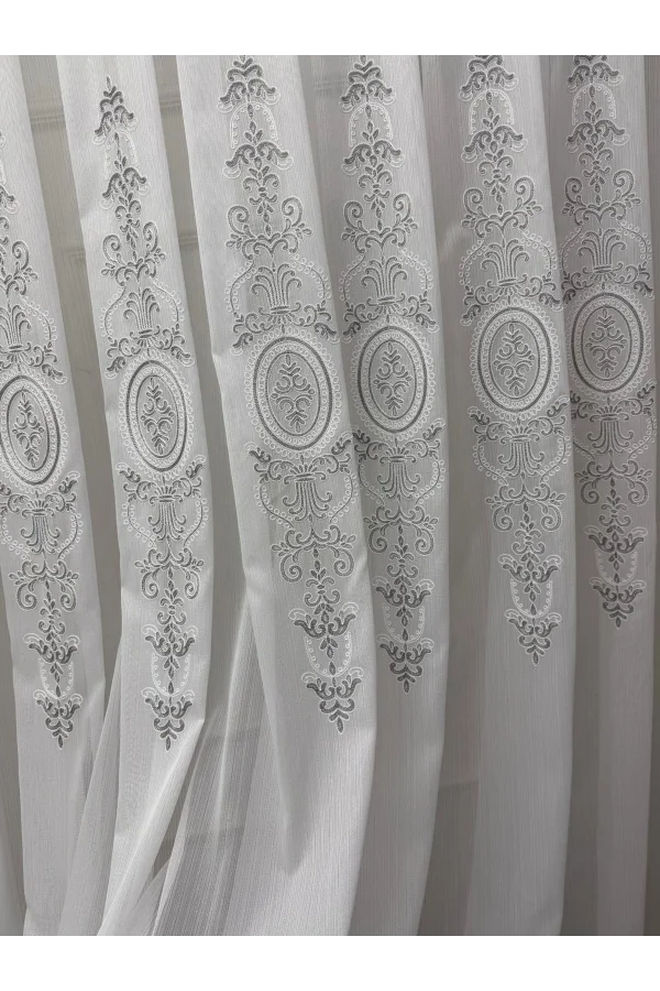 NİVEMESHOME NİSA 555 GÜMÜŞ 1/2,5  PİLELİ TÜL PERDE APM
