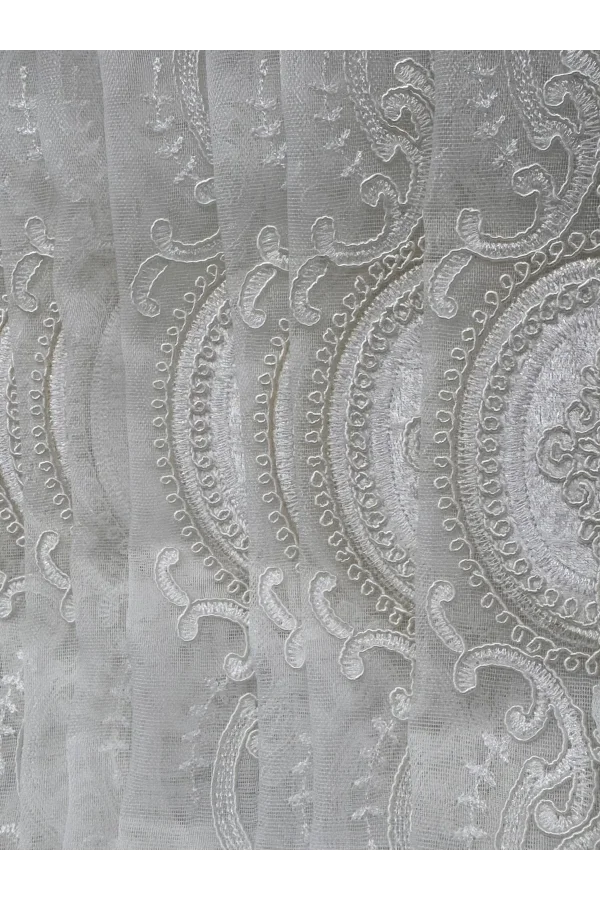 NİVEMESHOME HAZEL APLİK3 EKRU 1/2,5 PİLELİ BAMBU TÜL PERDE