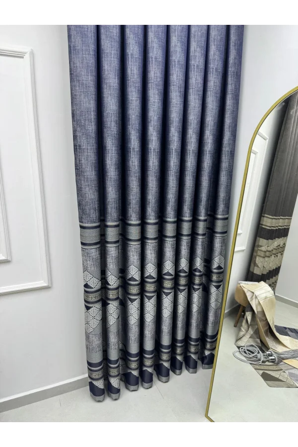 NIVEMESHOME CEYHAN V-502 BLUE 1/3 THICK PILE SHEER CURTAIN APM