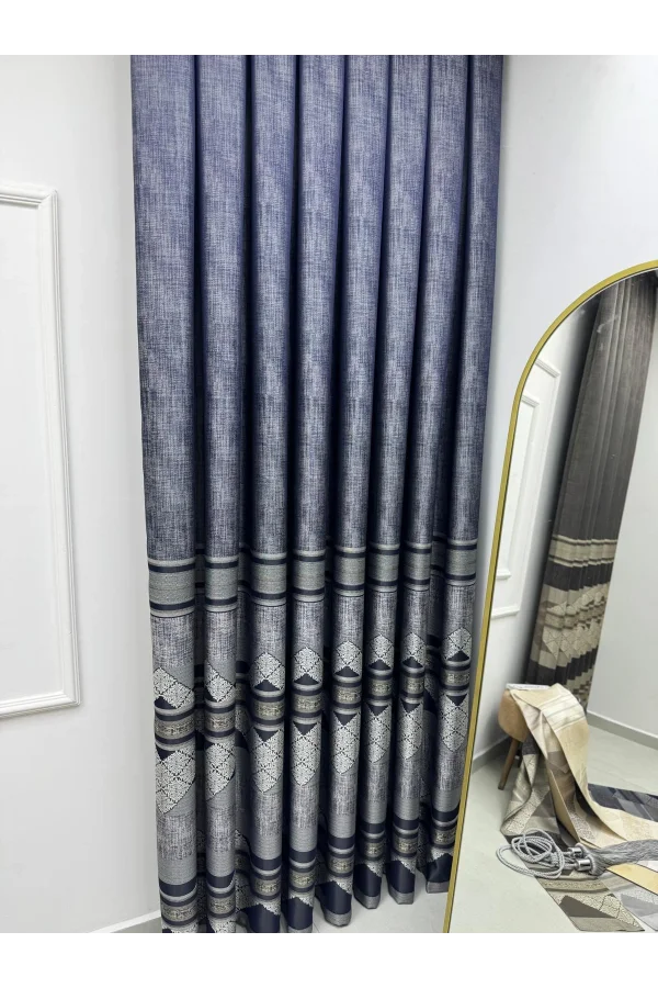NIVEMESHOME CEYHAN V-502 BLUE 1/3 THICK PILE SHEER CURTAIN APM