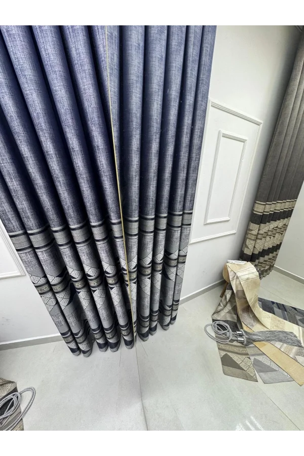 NIVEMESHOME CEYHAN V-502 BLUE 1/3 THICK PILE SHEER CURTAIN APM