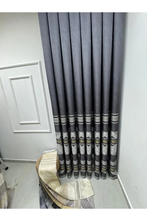 NİVEMESHOME CEYHAN V-2504 ANTRASİT 1/3 SIK PİLE FON PERDE APM