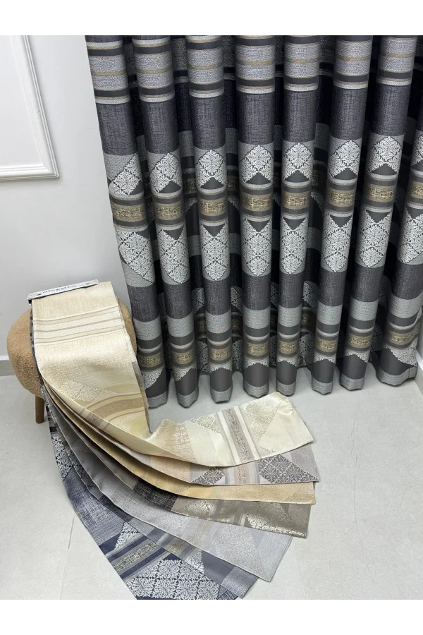 NİVEMESHOME CEYHAN V-2504 ANTRASİT 1/3 SIK PİLE FON PERDE APM