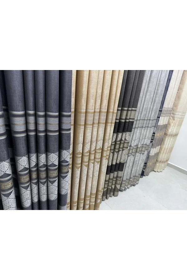 NİVEMESHOME CEYHAN V-2504 ANTRASİT 1/3 SIK PİLE FON PERDE APM