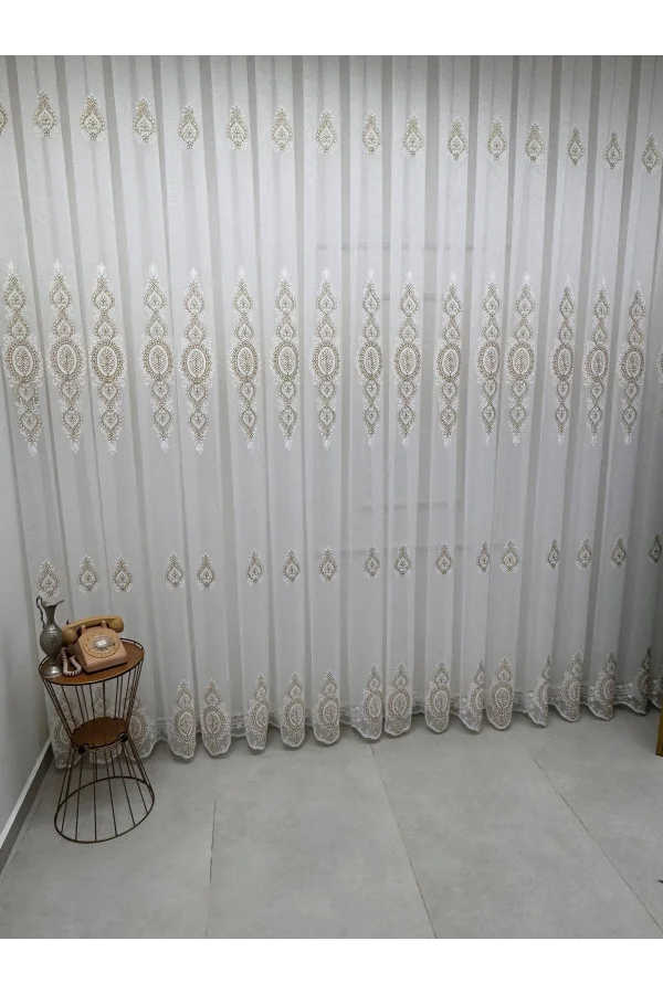 NİVEMESHOME YAREN 2024 GOLD 1/3 PİLELİ TÜL PERDE APM