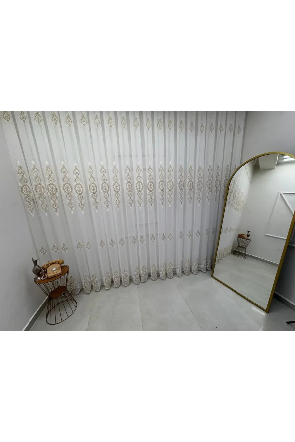 NİVEMESHOME YAREN 2024 GOLD 1/3 PİLELİ TÜL PERDE APM