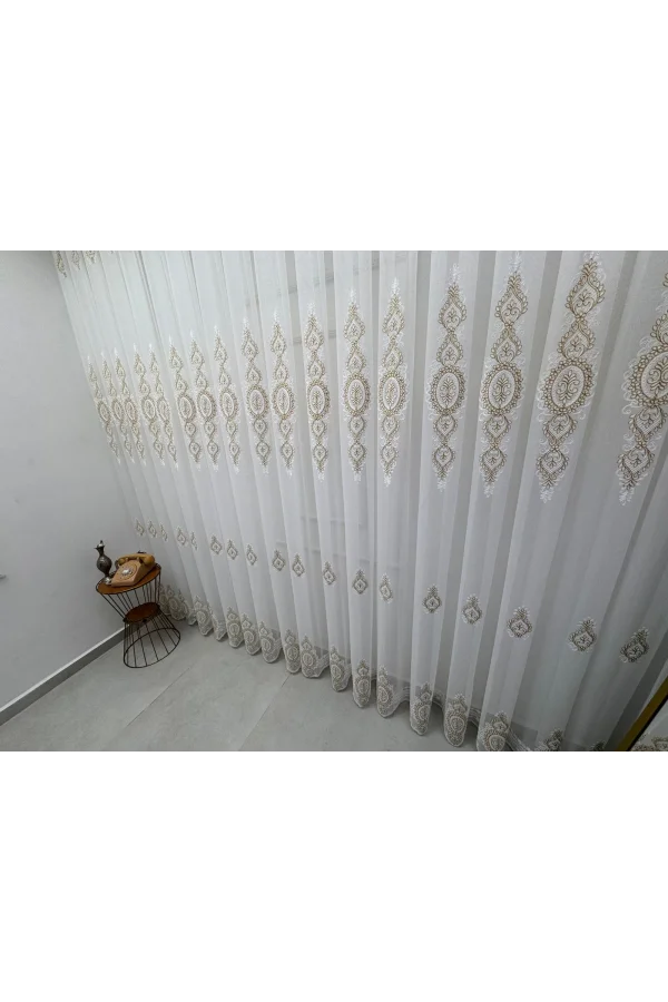 NİVEMESHOME YAREN 2024 GOLD 1/3 PİLELİ TÜL PERDE APM