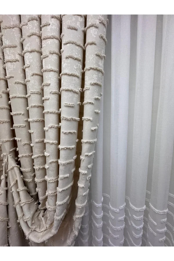 NİVEMESHOME DURU 3-0008 EKRU 1/3 PİLELİ ФОН ЗАНАВЕС