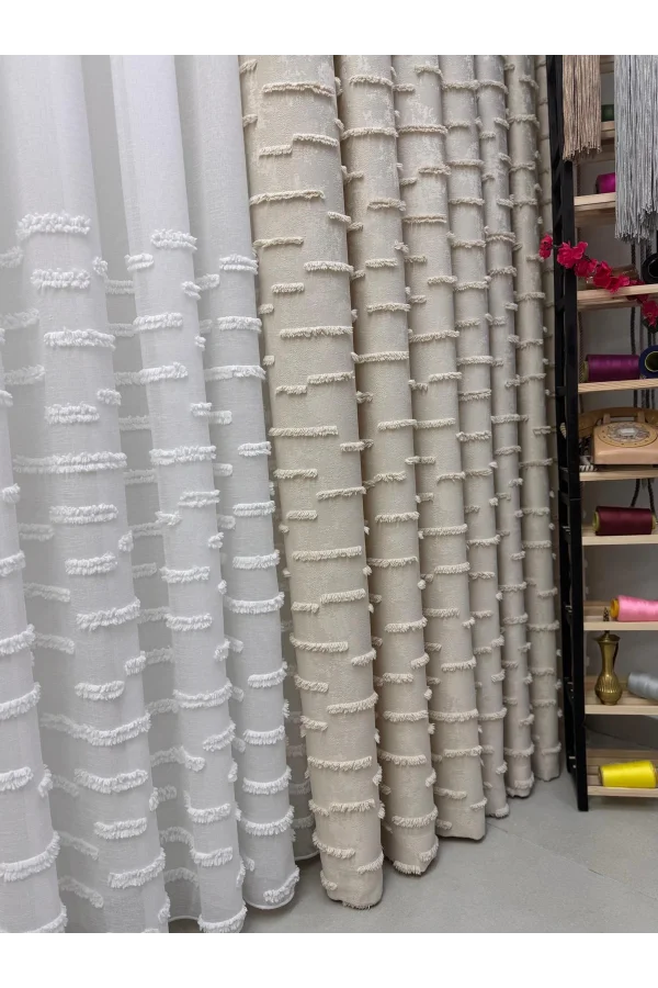 NİVEMESHOME DURU 3-0008 EKRU 1/3 PİLELİ ФОН ЗАНАВЕС