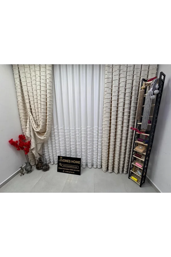 NİVEMESHOME DURU 3-0008 EKRU 1/3 PİLELİ ФОН ЗАНАВЕС