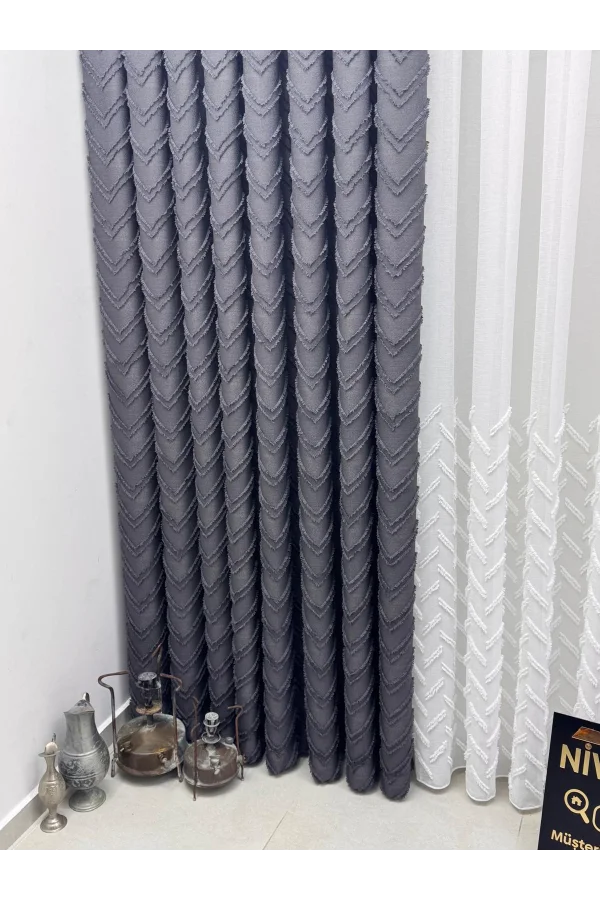 NİVEMESHOME RİTİM 3-0009 ANTHRACITE 1/3 PILE CURTAIN