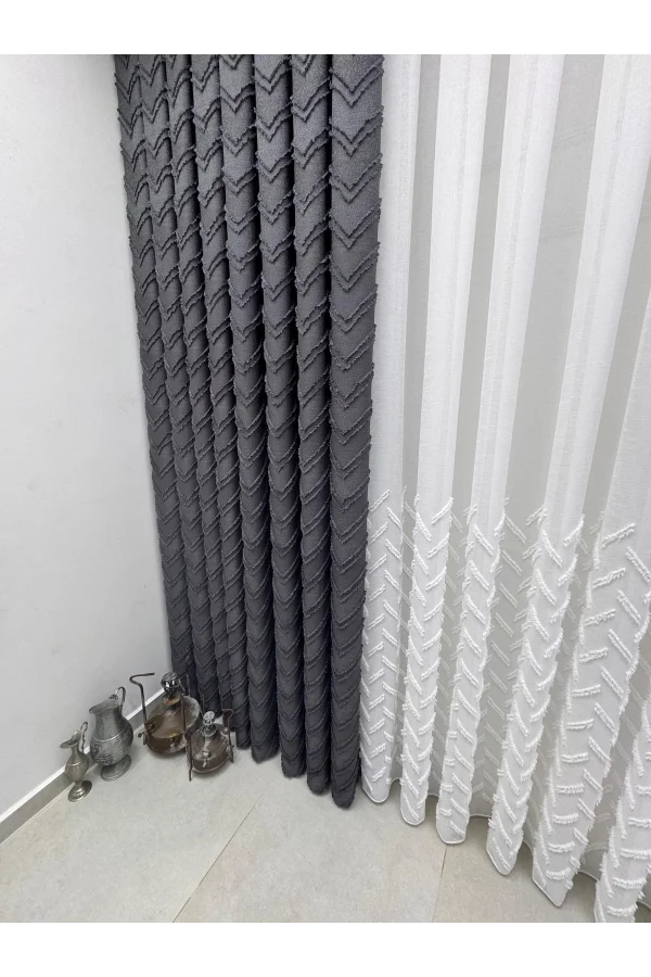 NİVEMESHOME RİTİM 3-0009 ANTHRACITE 1/3 PILE CURTAIN