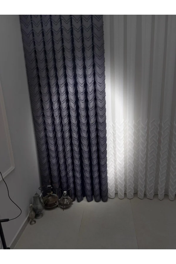 NİVEMESHOME RİTİM 3-0009 ANTHRACITE 1/3 PILE CURTAIN