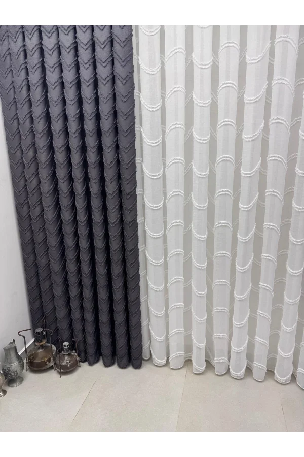 NİVEMESHOME RİTİM 3-0009 ANTHRACITE 1/3 PILE CURTAIN