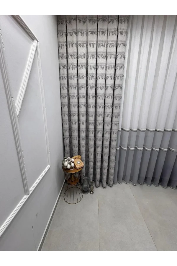 NİVEMESHOME FJ614617 V-60001 ARVEN GRİ 1/3 PİLELİ FON PERDE APM