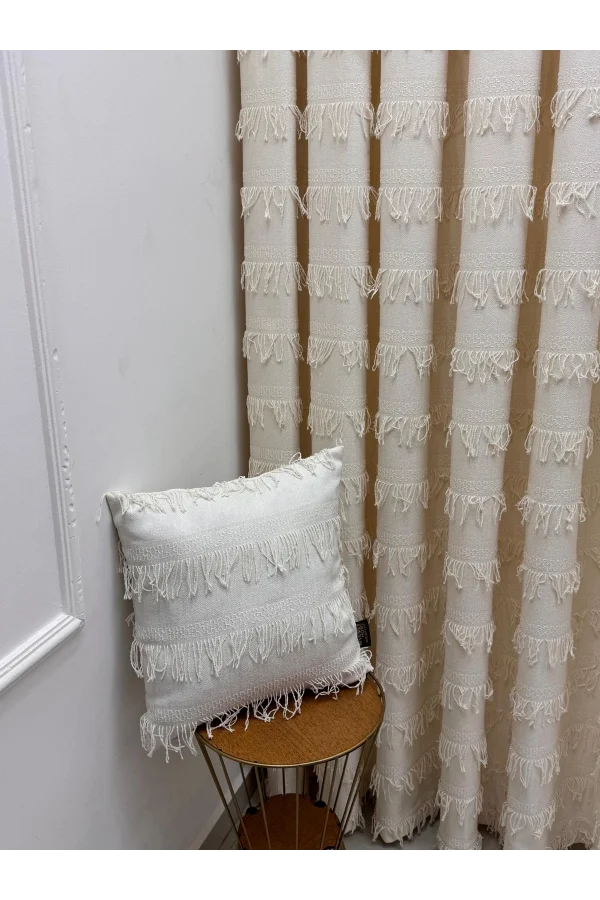 NİVEMESHOME ARVEN 45X45 EKRU KIRLENT KILIFI