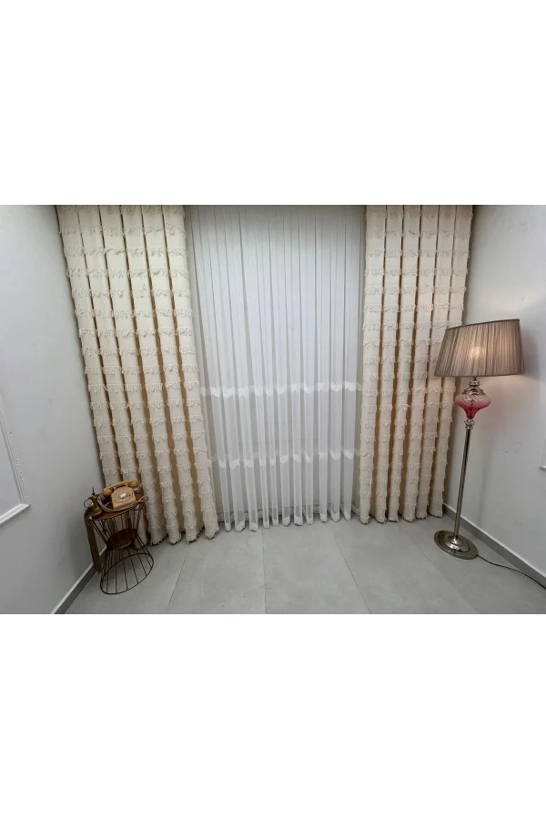 NİVEMESHOME ARVEN EKRU 1/3 PİLELİ FON PERDE APM