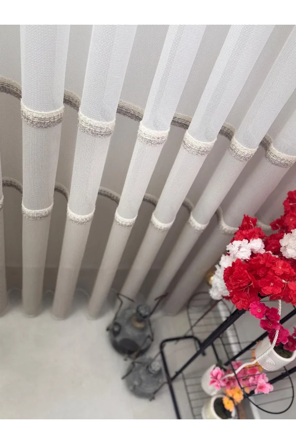 NIVEMESHOME PETEK VİZON 1/3 PİLELİ TÜL PERDE