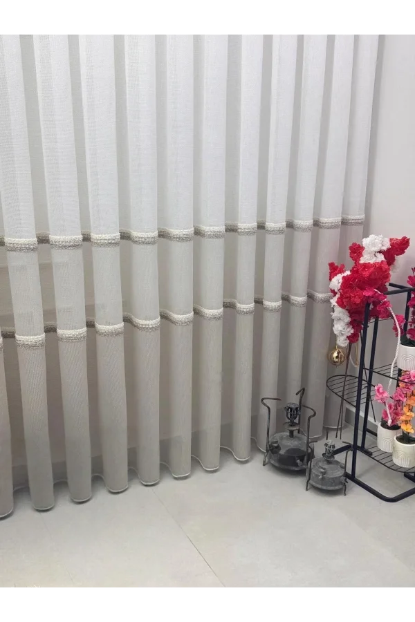 NIVEMESHOME PETEK VİZON 1/3 PİLELİ TÜL PERDE