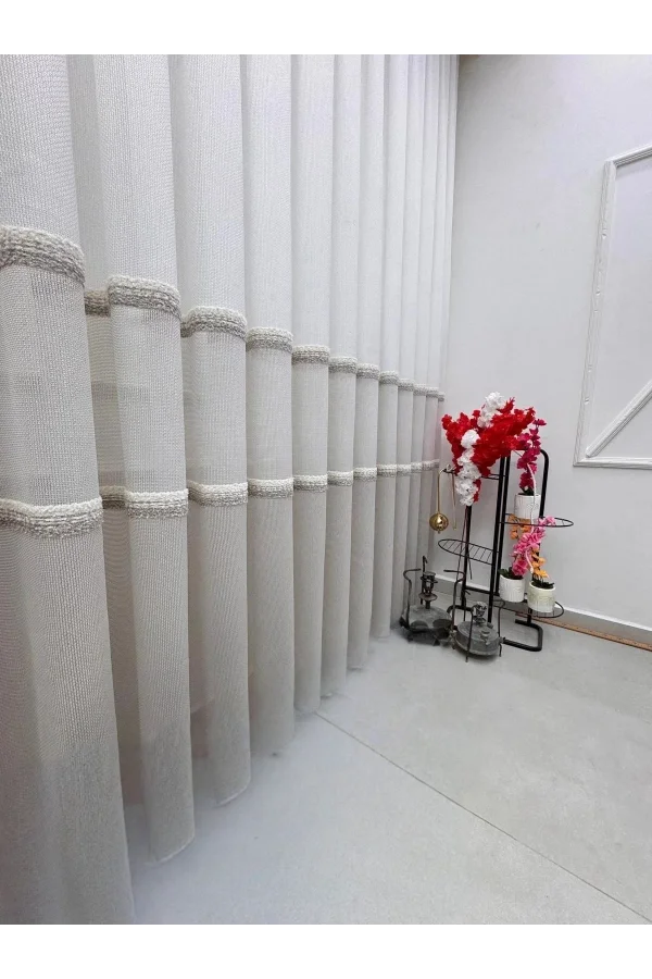 NIVEMESHOME PETEK VİZON 1/3 PİLELİ TÜL PERDE