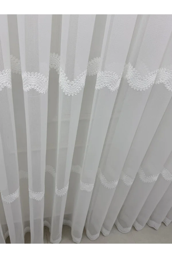 NİVEMESHOME PERLİNA 101 EKRU 1/3 PİLELİ TÜL PERDE APM