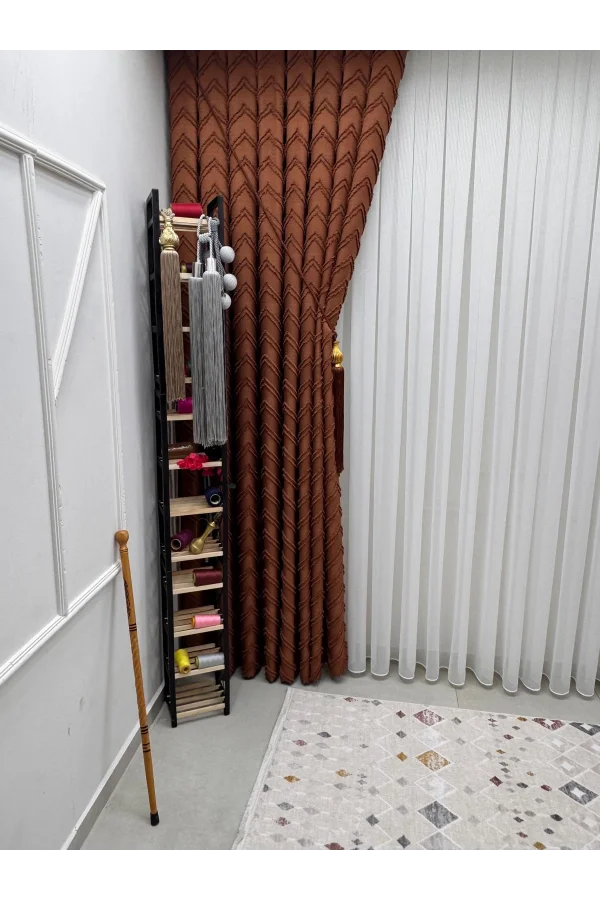 NİVEMESHOME RİTİM KİREMİT 1/3 PİLELİ FON PERDE