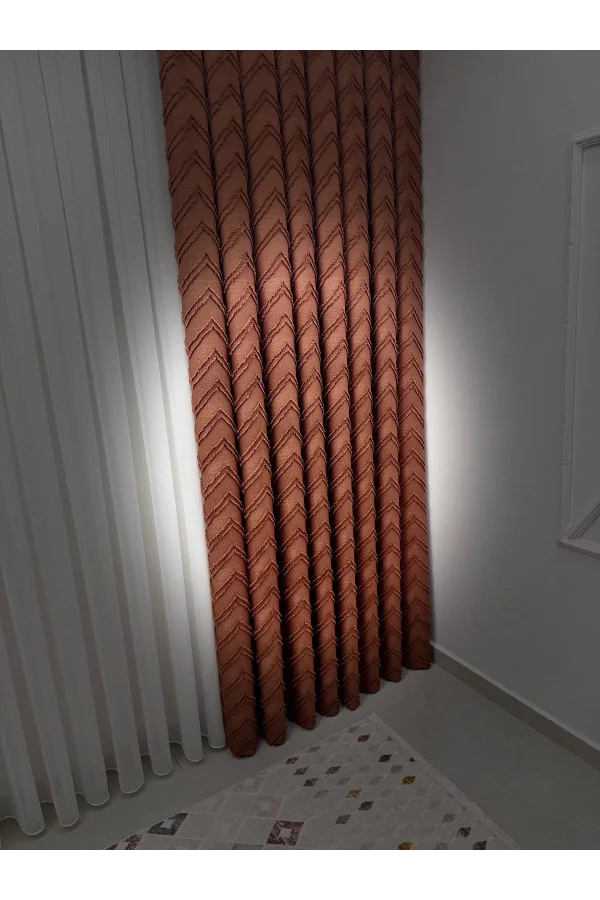 NİVEMESHOME RİTİM KİREMİT 1/3 PİLELİ FON PERDE