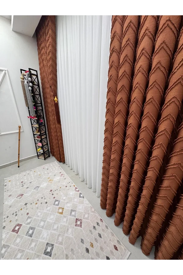 NİVEMESHOME RİTİM KİREMİT 1/3 PİLELİ FON PERDE