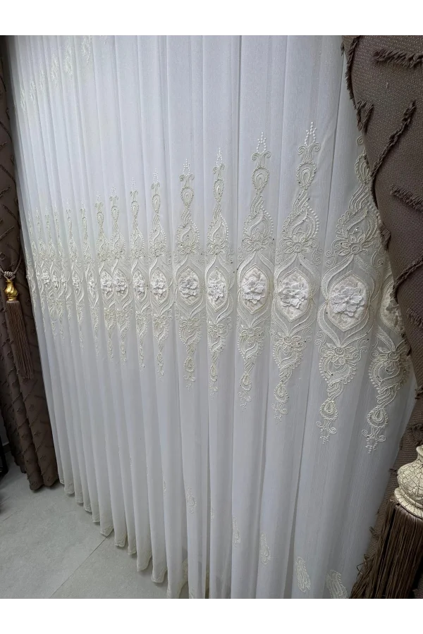 NİVEMESHOME CANSEL GOLD 1/3 PİLELİ TÜL PERDE