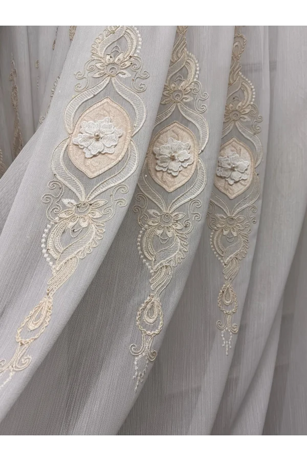 NİVEMESHOME CANSEL GOLD 1/3 PİLELİ TÜL PERDE