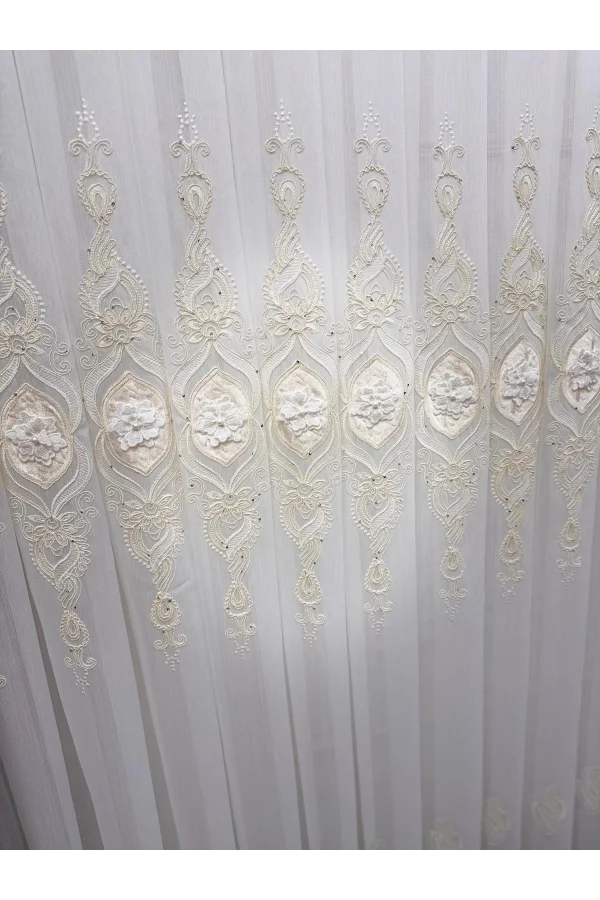 NİVEMESHOME CANSEL GOLD 1/3 PİLELİ TÜL PERDE