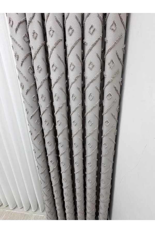 NİVEMESHOME  SEDEF GRİ  1/3 PİLELİ FON PERDE