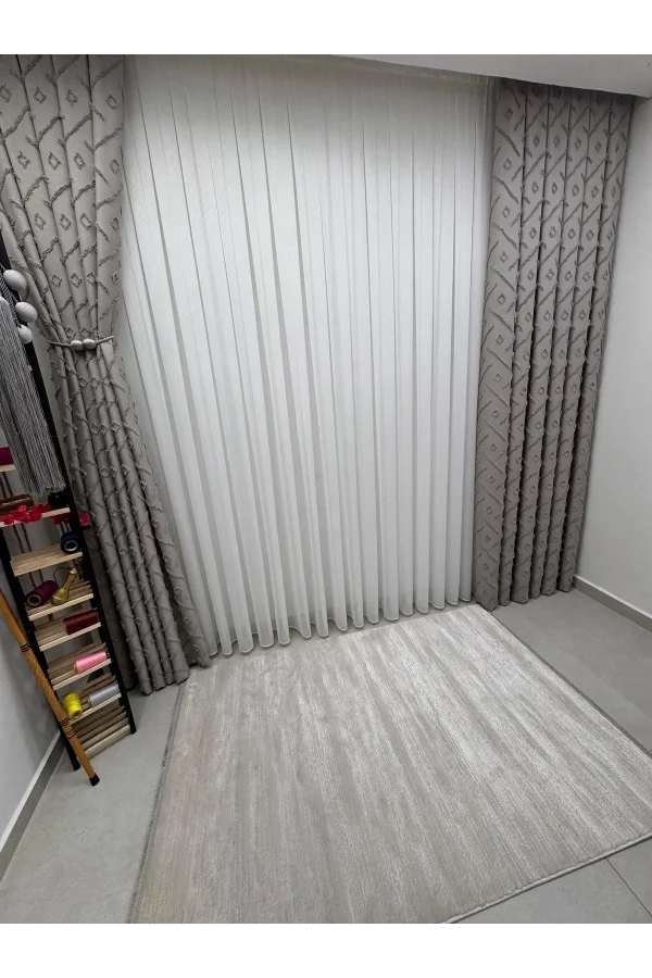 NİVEMESHOME  SEDEF GRİ  1/3 PİLELİ FON PERDE