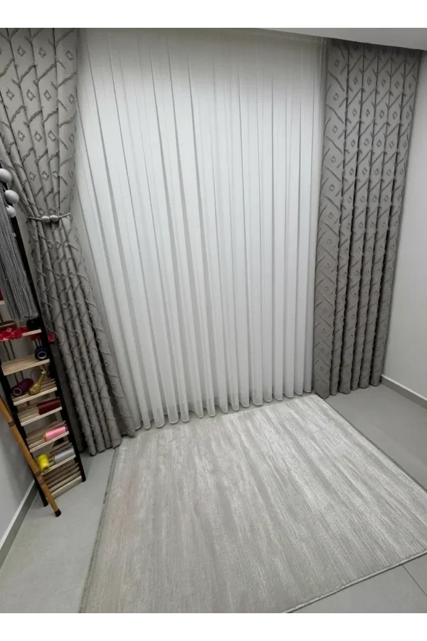 NİVEMESHOME  SEDEF GRİ  1/3 PİLELİ FON PERDE