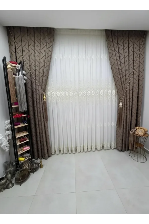 NİVEMESHOME CANSEL GOLD 1/3 PİLELİ TÜL PERDE