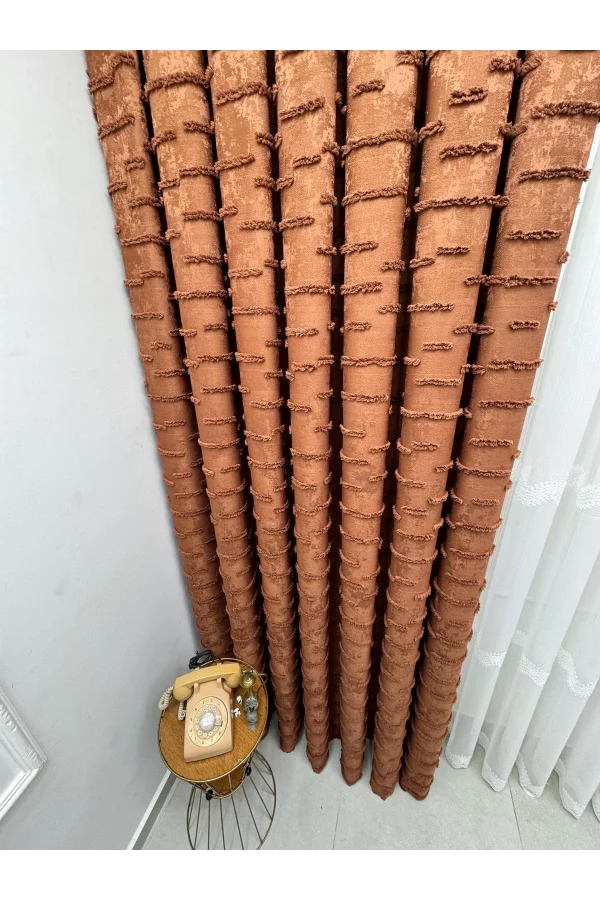 NİVEMESHOME DURU 3-0008 KİREMİT 1/3 PİLELİ FON PERDE