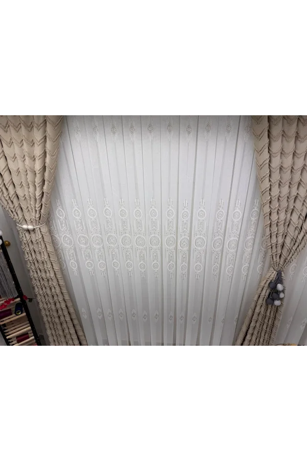 NİVEMESHOME SEDEF VİZON 1/2,5 PİLELİ TÜL PERDE APM