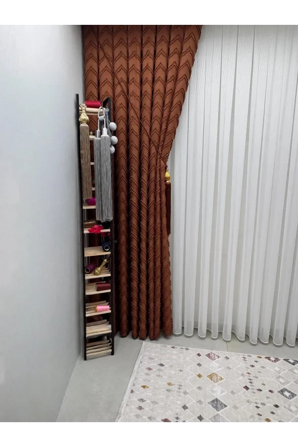 NİVEMESHOME  RİTİM KİREMİT  1/3 PİLELİ FON PERDE