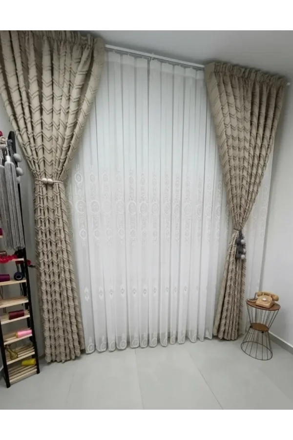 NİVEMESHOME SEDEF VİZON 1/2,5 PİLELİ TÜL PERDE APM