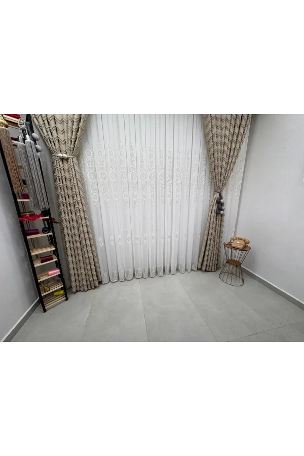 NİVEMESHOME SEDEF VİZON  1/3  PİLELİ  TÜL PERDE APM