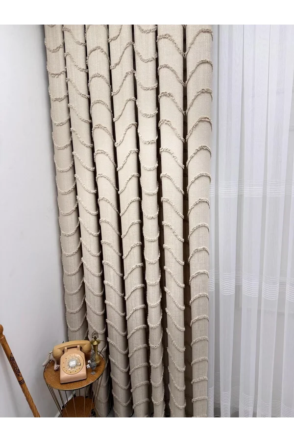 NİVEMESHOME  MİLA  BEJ  1/3 PİLELİ FON PERDE