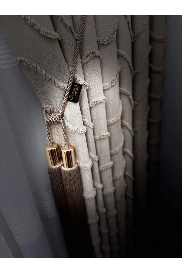 NİVEMESHOME  MİLA  BEJ  1/3 PİLELİ FON PERDE