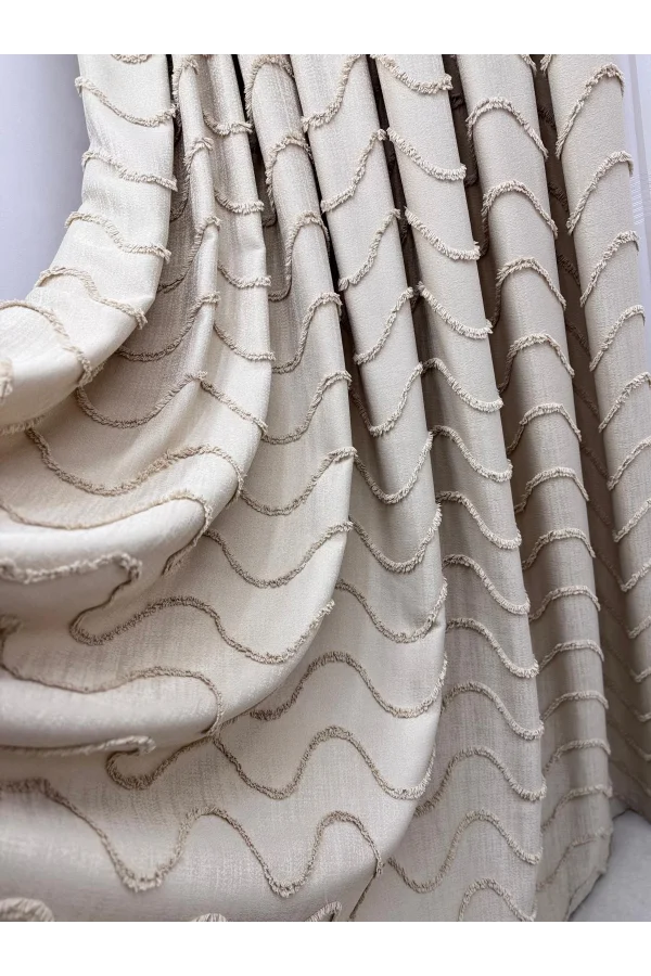 NİVEMESHOME  MİLA  BEJ  1/3 PİLELİ FON PERDE