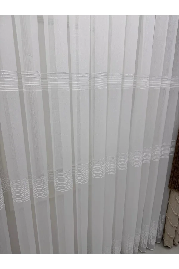 NİVEMESHOME NUEVA TEMPORADA CORTINA DE TUL PLATEADA BRILLANTE CON 3 BANDAS Y 1/3 PLIEGUE.